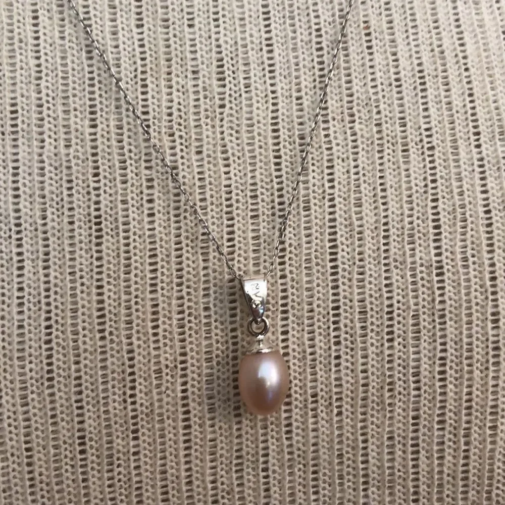Nataliya V Collister NVC Pink Pearl Drop Sterling Silver Necklace